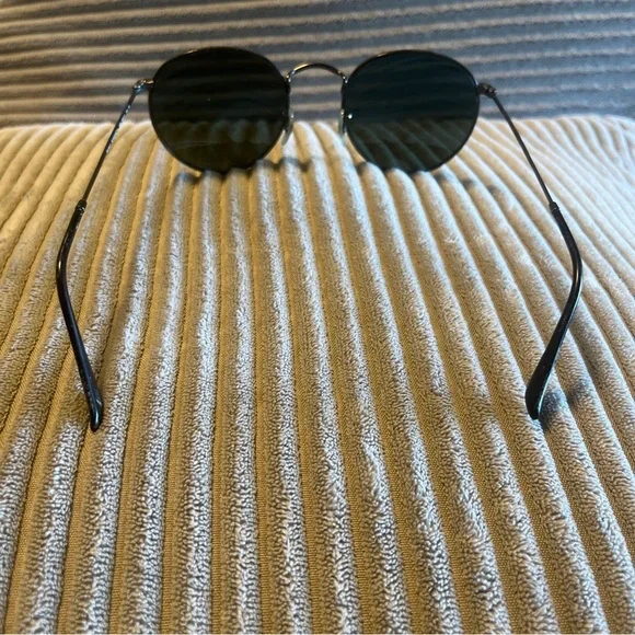 Ray Ban Sunglasses RB3447 Round Metal 029 Black Polarized - Picture 2 of 7